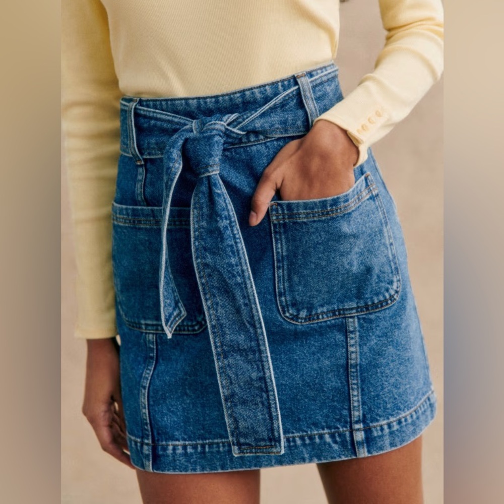 Sezane Blue Denim Mini Skirt